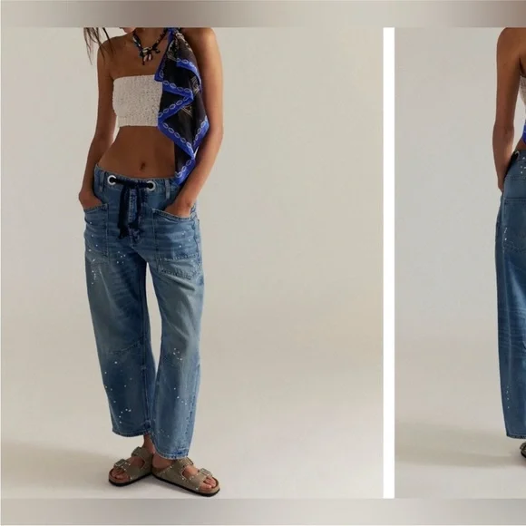 NWT Free People We The Free Moxie Pull-On Barrel Jeans Timeless Blue 27, 29, 30 - Picture 4 of 17